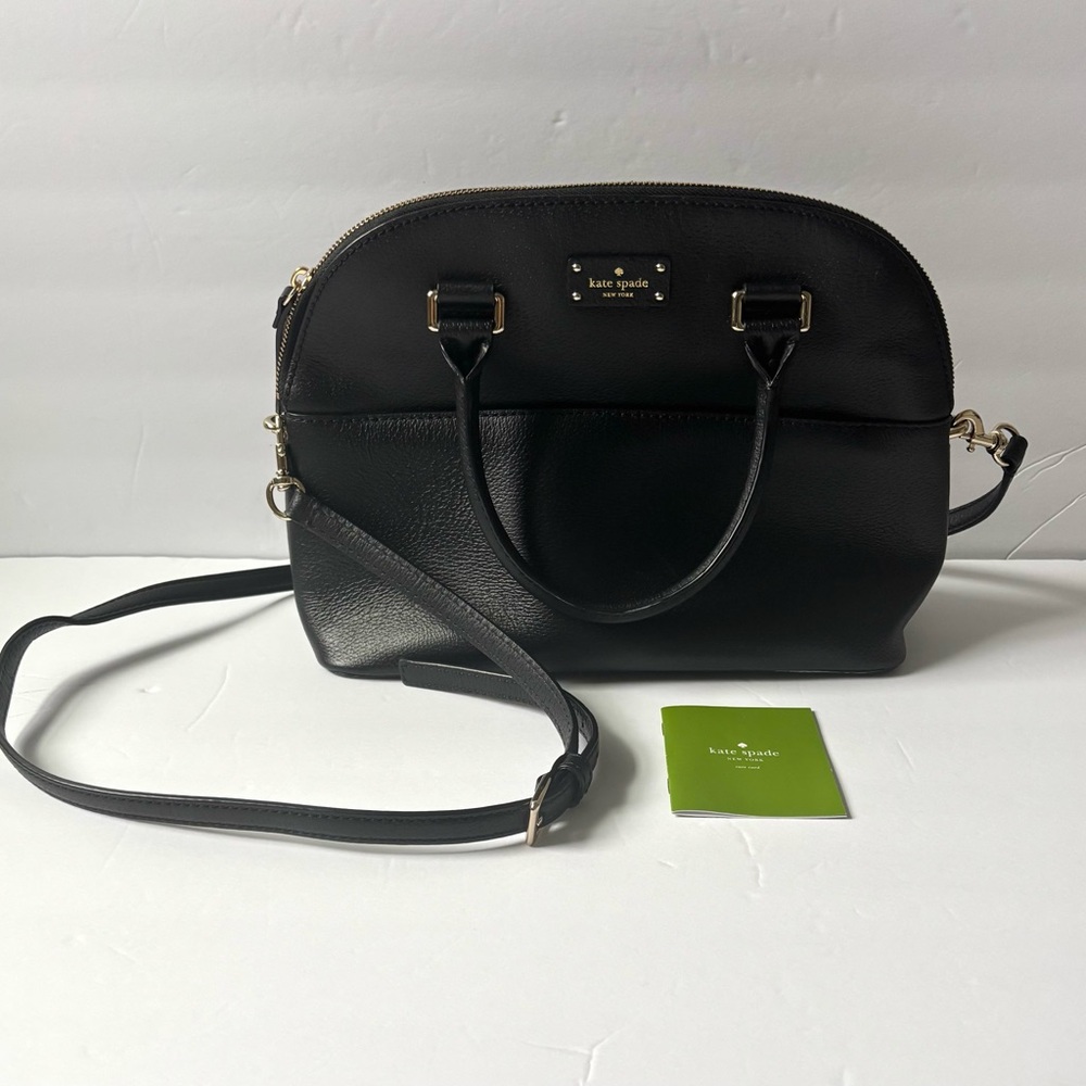 Authentic Kate Spade NY Grove Street 2-Way Carli Dome Leather Bag - Black